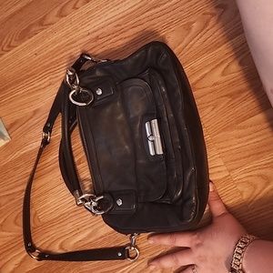 Coach Black Fabric Double Strap Purse Bag Handbag